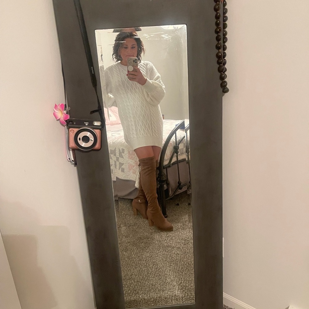 White Cable Knit Sweater Dress